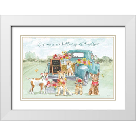 Furry Pals I White Modern Wood Framed Art Print with Double Matting by Grove, Beth
