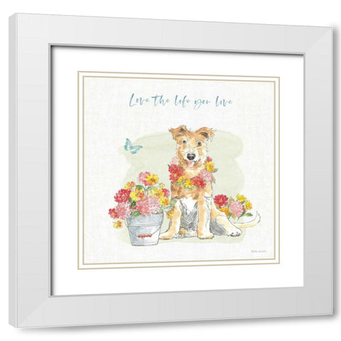 Furry Pals II White Modern Wood Framed Art Print with Double Matting by Grove, Beth