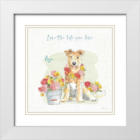Furry Pals II White Modern Wood Framed Art Print with Double Matting by Grove, Beth