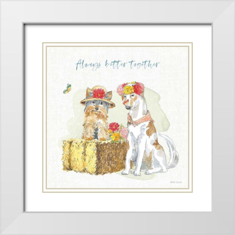 Furry Pals III White Modern Wood Framed Art Print with Double Matting by Grove, Beth