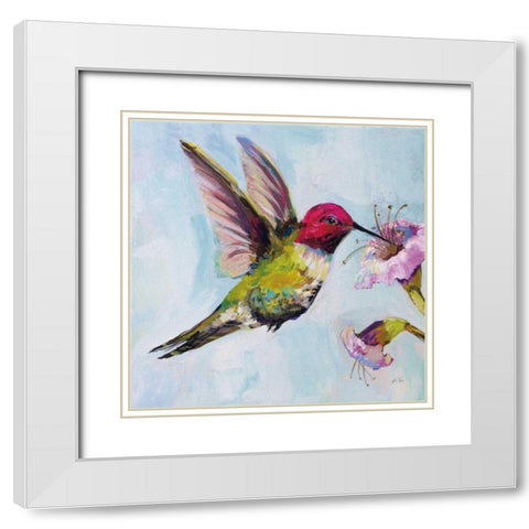 Hummingbird I White Modern Wood Framed Art Print with Double Matting by Vertentes, Jeanette