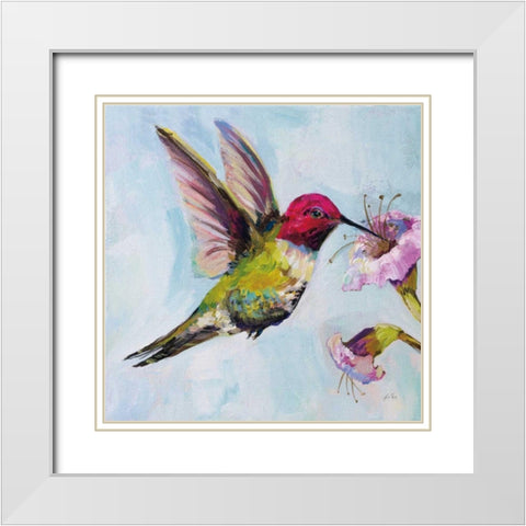 Hummingbird I White Modern Wood Framed Art Print with Double Matting by Vertentes, Jeanette