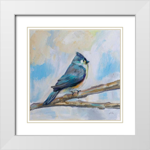 Titmouse White Modern Wood Framed Art Print with Double Matting by Vertentes, Jeanette