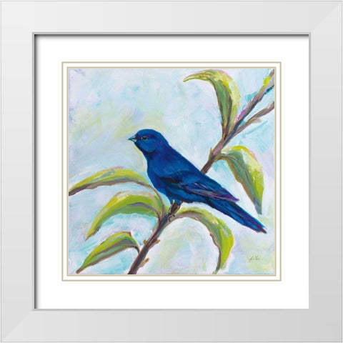 Indigo Bunting White Modern Wood Framed Art Print with Double Matting by Vertentes, Jeanette