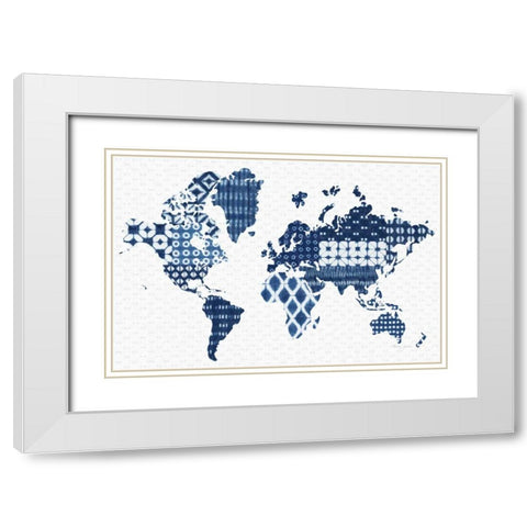 Shibori Map White Modern Wood Framed Art Print with Double Matting by Green, Nancy
