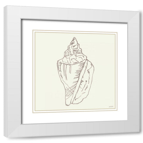 Coastal Breeze Shell Sketches III Silver White Modern Wood Framed Art Print with Double Matting by Tavoletti, Anne