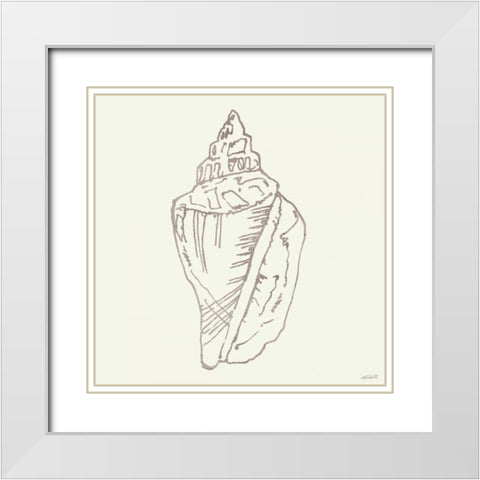 Coastal Breeze Shell Sketches III Silver White Modern Wood Framed Art Print with Double Matting by Tavoletti, Anne