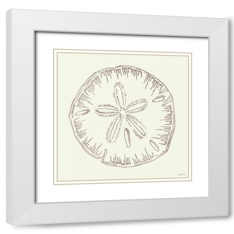 Coastal Breeze Shell Sketches IV Silver White Modern Wood Framed Art Print with Double Matting by Tavoletti, Anne
