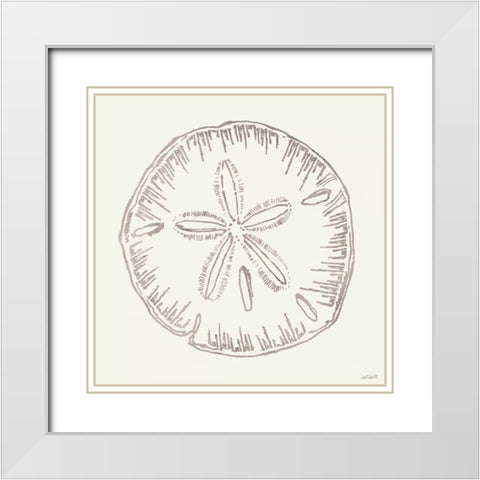 Coastal Breeze Shell Sketches IV Silver White Modern Wood Framed Art Print with Double Matting by Tavoletti, Anne