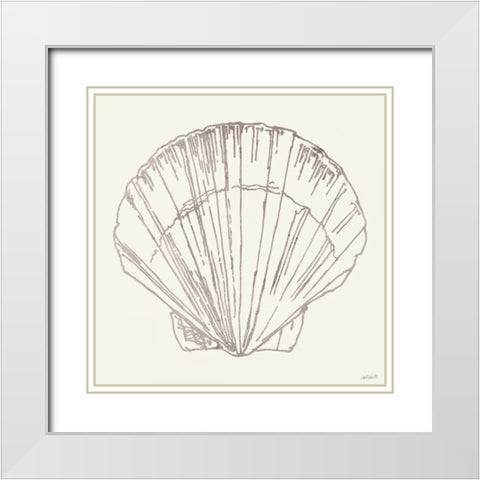 Coastal Breeze Shell Sketches V Silver White Modern Wood Framed Art Print with Double Matting by Tavoletti, Anne
