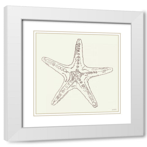 Coastal Breeze Shell Sketches VI Silver White Modern Wood Framed Art Print with Double Matting by Tavoletti, Anne