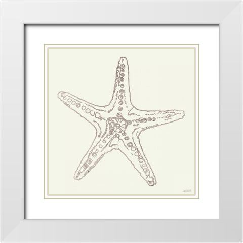Coastal Breeze Shell Sketches VI Silver White Modern Wood Framed Art Print with Double Matting by Tavoletti, Anne