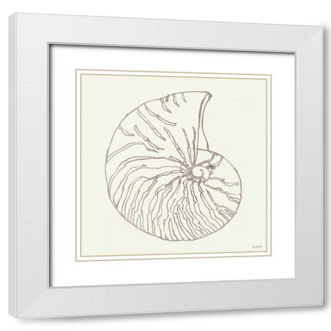 Coastal Breeze Shell Sketches VII Silver White Modern Wood Framed Art Print with Double Matting by Tavoletti, Anne