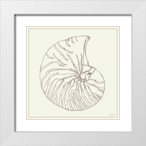 Coastal Breeze Shell Sketches VII Silver White Modern Wood Framed Art Print with Double Matting by Tavoletti, Anne