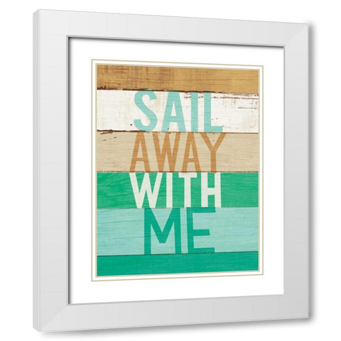 Beachscape Inspiration VII Green White Modern Wood Framed Art Print with Double Matting by Mullan, Michael