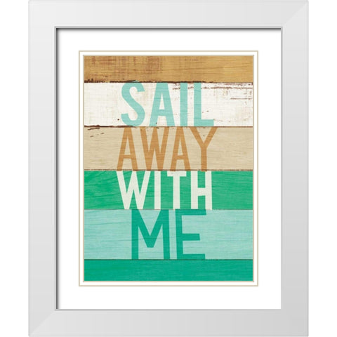Beachscape Inspiration VII Green White Modern Wood Framed Art Print with Double Matting by Mullan, Michael