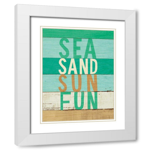 Beachscape Inspiration VIII Green White Modern Wood Framed Art Print with Double Matting by Mullan, Michael