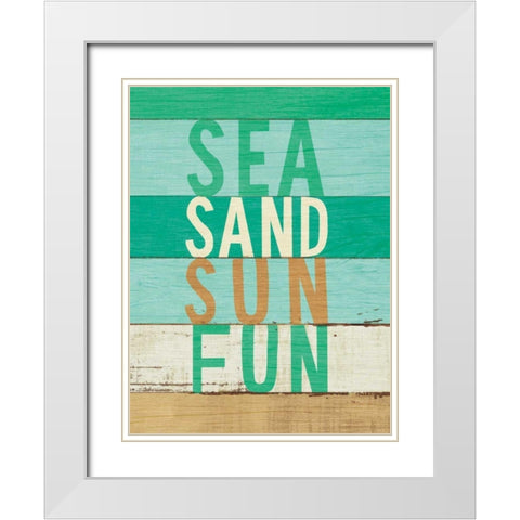Beachscape Inspiration VIII Green White Modern Wood Framed Art Print with Double Matting by Mullan, Michael
