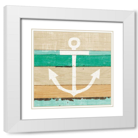 Beachscape III Anchor Green White Modern Wood Framed Art Print with Double Matting by Mullan, Michael