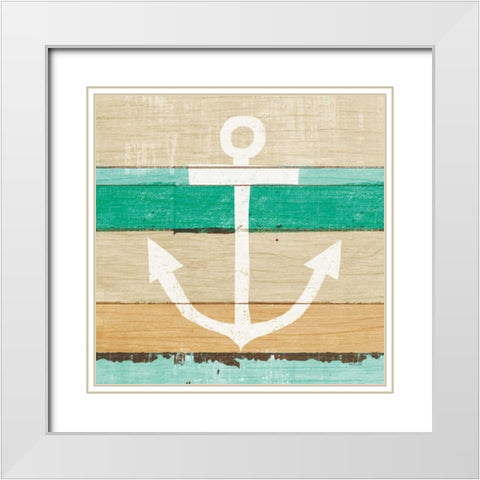 Beachscape III Anchor Green White Modern Wood Framed Art Print with Double Matting by Mullan, Michael