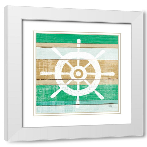 Beachscape VI Helm Green White Modern Wood Framed Art Print with Double Matting by Mullan, Michael