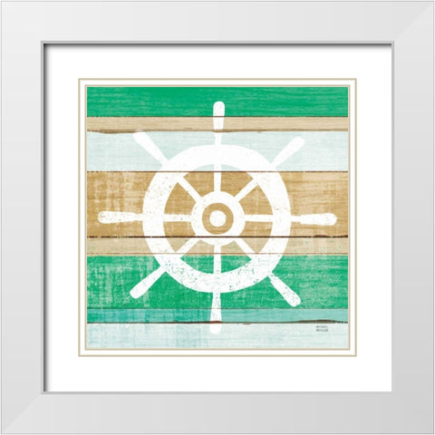 Beachscape VI Helm Green White Modern Wood Framed Art Print with Double Matting by Mullan, Michael