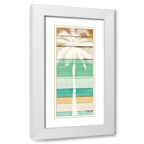 Beachscape Palms V Green White Modern Wood Framed Art Print with Double Matting by Mullan, Michael