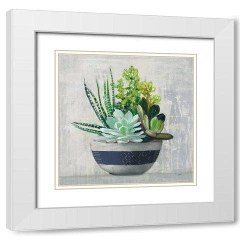 Succulent Still Life II Navy White Modern Wood Framed Art Print with Double Matting by Purinton, Julia