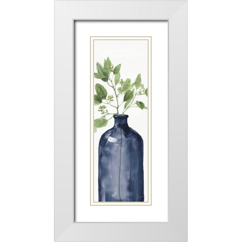 Mixed Greenery I Navy White Modern Wood Framed Art Print with Double Matting by Audit, Lisa
