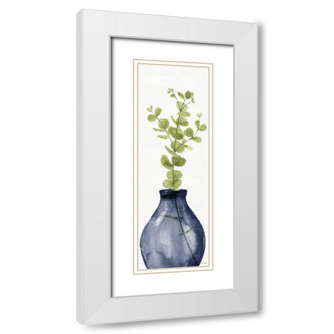 Mixed Greenery II Navy White Modern Wood Framed Art Print with Double Matting by Audit, Lisa