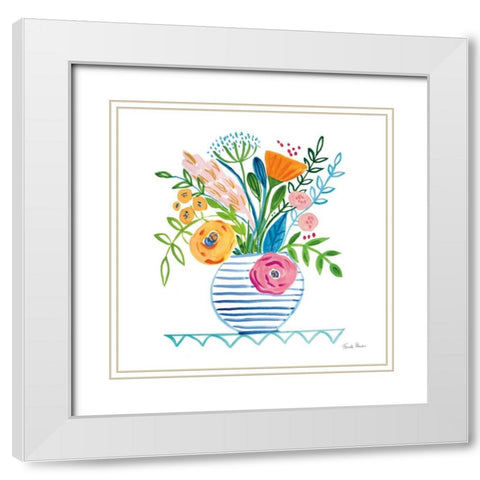 Bountiful Blooms I White Modern Wood Framed Art Print with Double Matting by Zaman, Farida