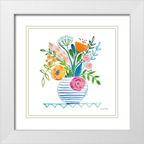 Bountiful Blooms I White Modern Wood Framed Art Print with Double Matting by Zaman, Farida