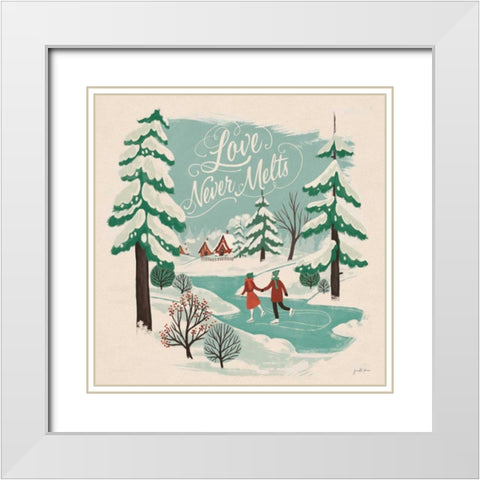 Winter Bliss V White Modern Wood Framed Art Print with Double Matting by Penner, Janelle