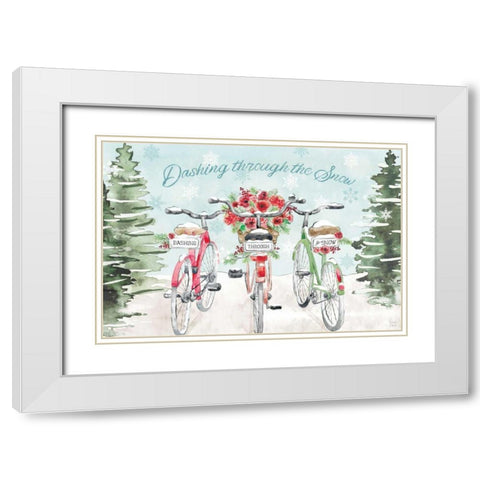 Holiday Ride I White Modern Wood Framed Art Print with Double Matting by June, Dina