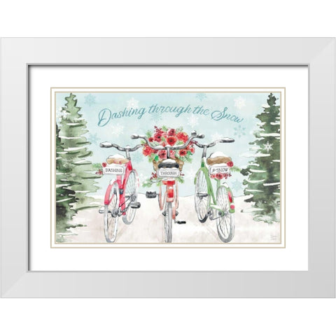 Holiday Ride I White Modern Wood Framed Art Print with Double Matting by June, Dina