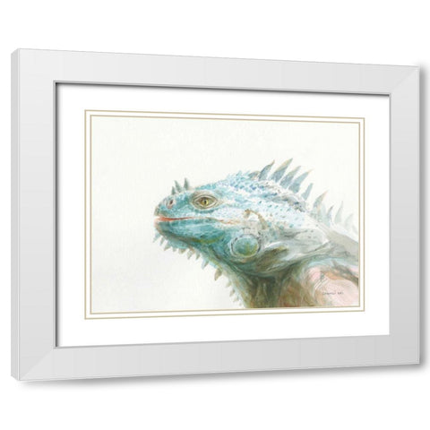 Tropical Iguana White Modern Wood Framed Art Print with Double Matting by Nai, Danhui