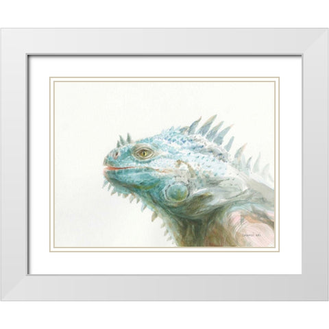 Tropical Iguana White Modern Wood Framed Art Print with Double Matting by Nai, Danhui