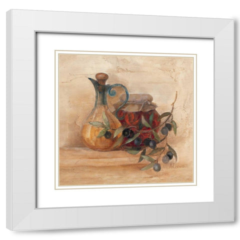 Tuscan Table IV - WAGMay 2008 Wag Line White Modern Wood Framed Art Print with Double Matting by Hristova, Albena