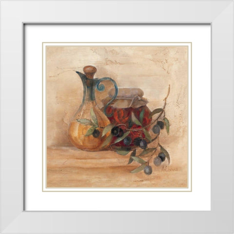 Tuscan Table IV - WAGMay 2008 Wag Line White Modern Wood Framed Art Print with Double Matting by Hristova, Albena