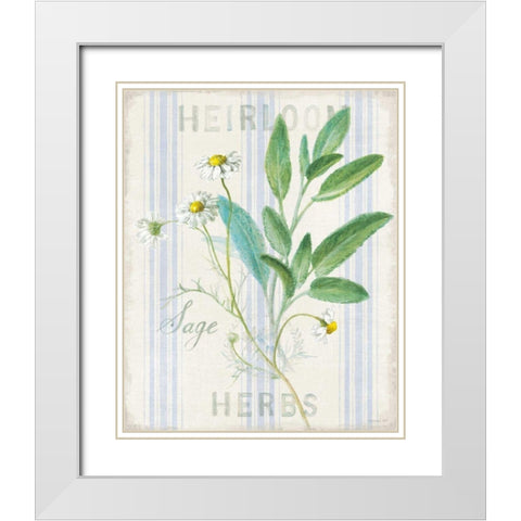 Floursack Herbs III White Modern Wood Framed Art Print with Double Matting by Nai, Danhui