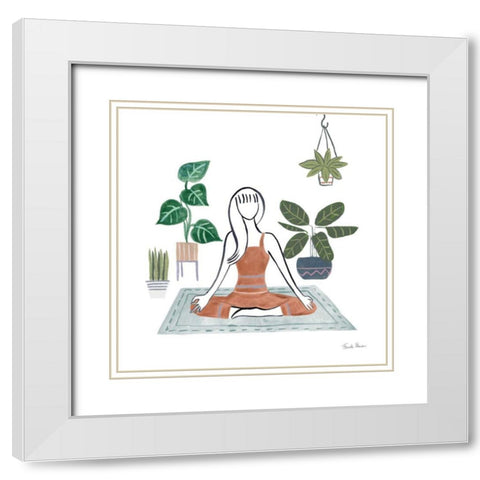 Self Care II White Modern Wood Framed Art Print with Double Matting by Zaman, Farida