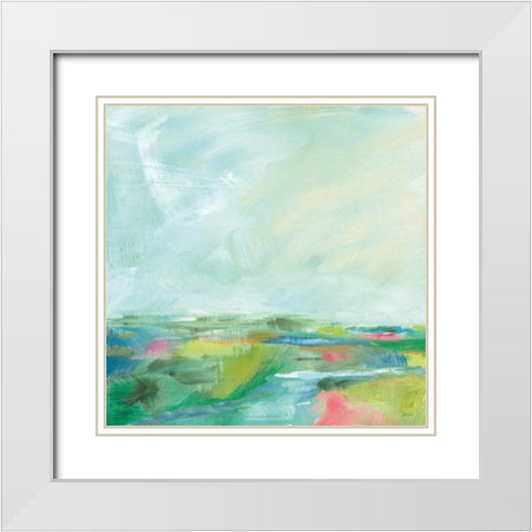 Colorful Horizon Square I White Modern Wood Framed Art Print with Double Matting by Schlabach, Sue