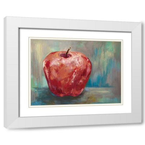 Red Apple Crop White Modern Wood Framed Art Print with Double Matting by Vertentes, Jeanette