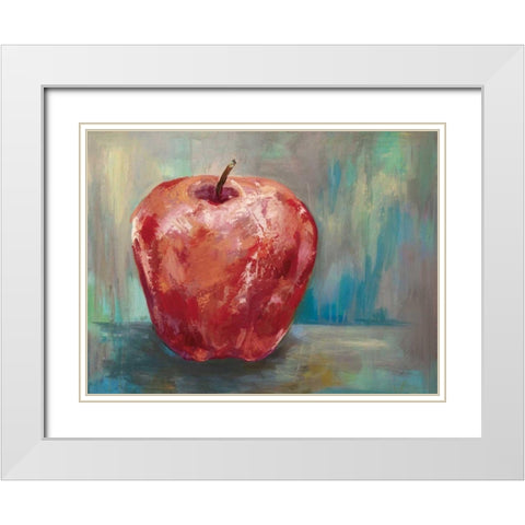 Red Apple Crop White Modern Wood Framed Art Print with Double Matting by Vertentes, Jeanette