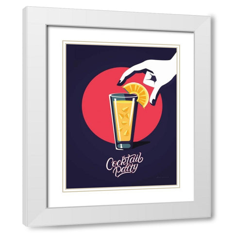Cocktail Party White Modern Wood Framed Art Print with Double Matting by Escalante, Omar
