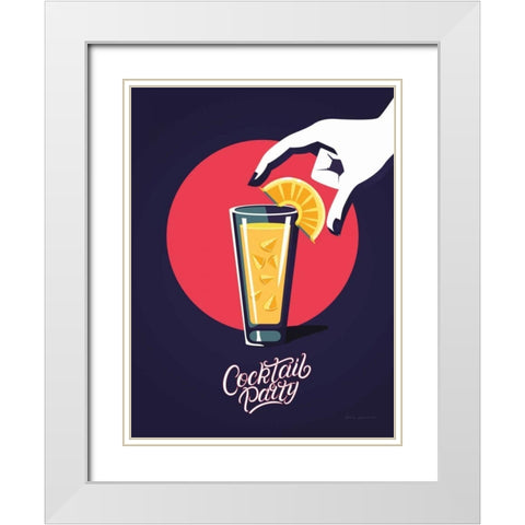 Cocktail Party White Modern Wood Framed Art Print with Double Matting by Escalante, Omar