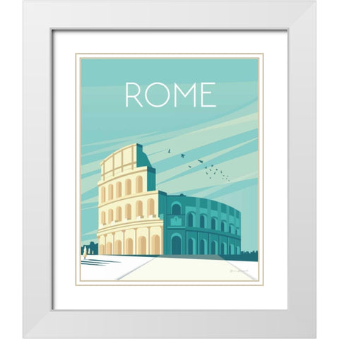 Rome White Modern Wood Framed Art Print with Double Matting by Escalante, Omar