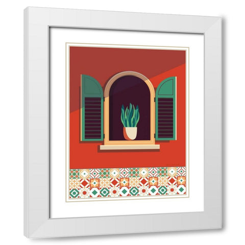 Window Lisboa White Modern Wood Framed Art Print with Double Matting by Escalante, Omar