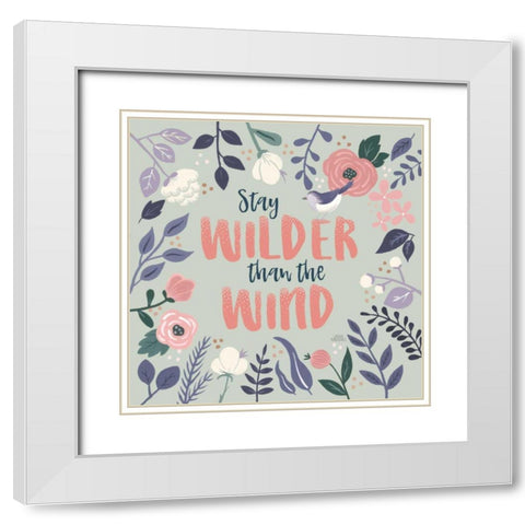 Wildflower Daydreams I Bird White Modern Wood Framed Art Print with Double Matting by Marshall, Laura