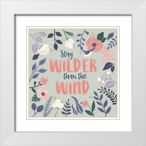 Wildflower Daydreams I Bird White Modern Wood Framed Art Print with Double Matting by Marshall, Laura